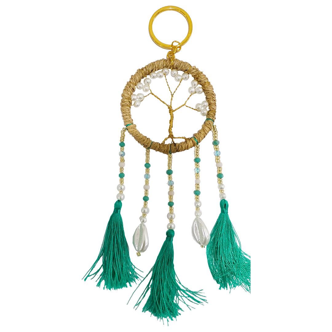 KEY RING DREAMCATCHER WHITE COWRIE