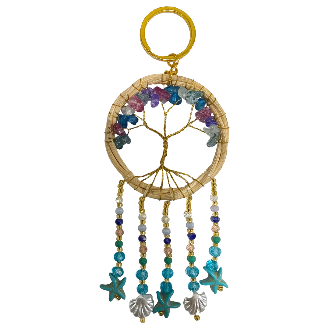 KEY RING DREAMCATCHER WHITE SCALLOP