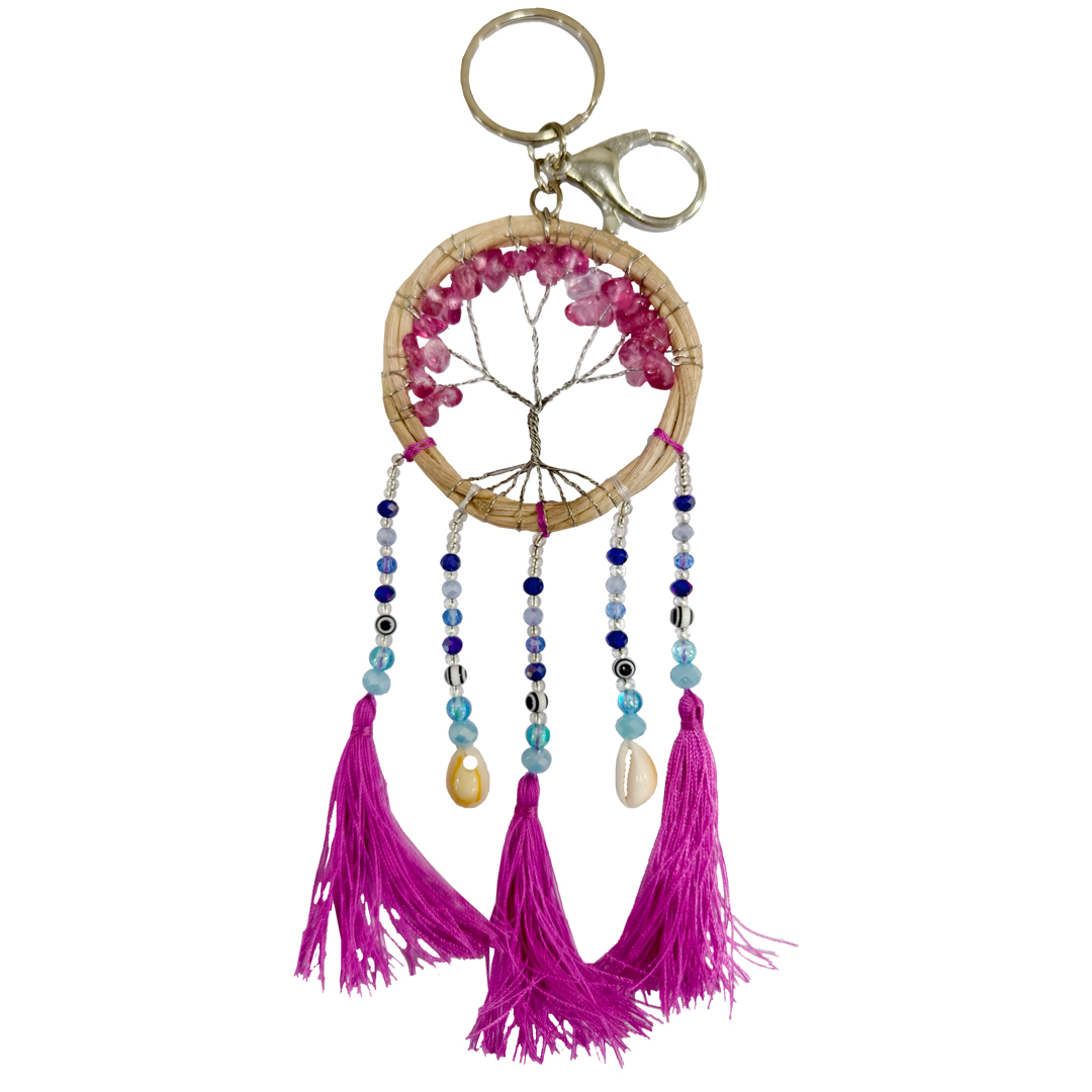 KEY RING DREAMCATCHER TOURMALINE PINK