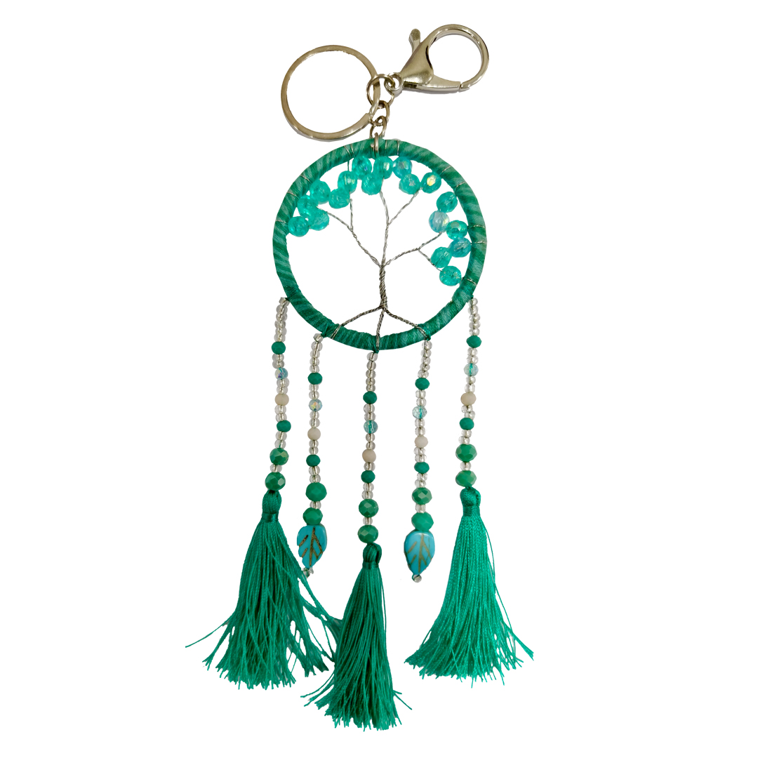 KEY RING DREAMCATCHER CARVED LEAF